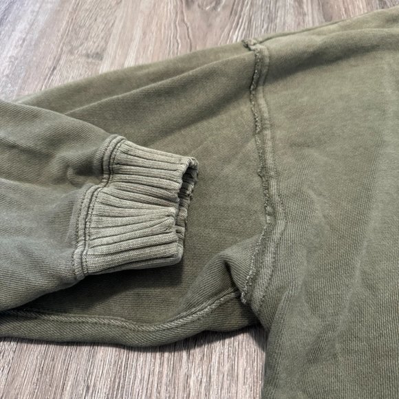 Aerie Olive Green Oversized Distressed Sweatshirt Womens Size Large - Picture 3 of 10
